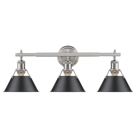 Golden Lighting Orwell 3 Light 27" Wide Vanity Light Pewter with Black Shades