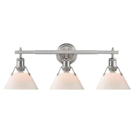 Golden Lighting Orwell 3 Light 27" Wide Vanity Light Pewter with Opal Shades