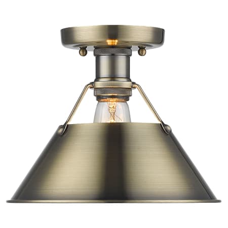 Golden Lighting Orwell 10" Wide Semi-Flush Ceiling Fixture Aged Brass