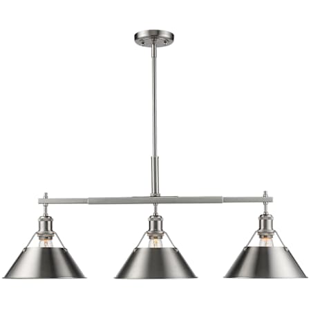 Golden Lighting Orwell 3 Light 36" Wide Linear Pendant Pewter