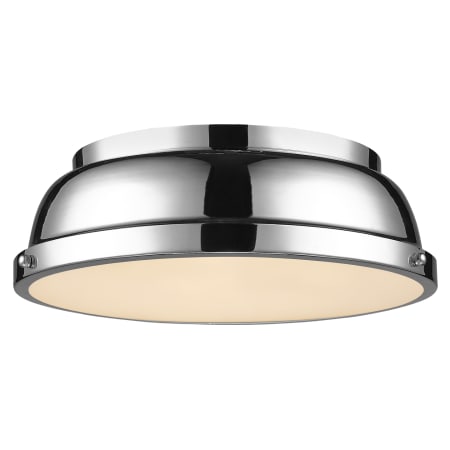Golden Lighting Duncan 2 Light 14" Wide Flush Mount Ceiling Fixture Chrome / Chrome