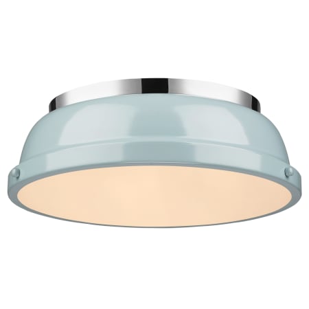 Golden Lighting Duncan 2 Light 14" Wide Flush Mount Ceiling Fixture Chrome / Seafoam