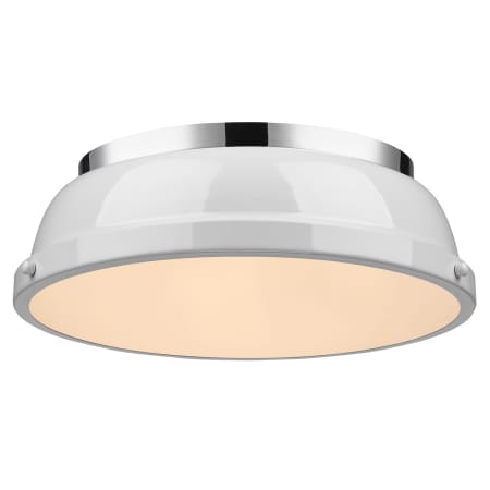 Golden Lighting Duncan 2 Light 14" Wide Flush Mount Ceiling Fixture Chrome / White