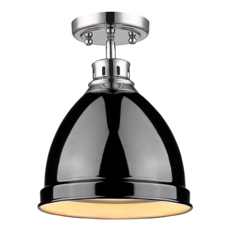 Golden Lighting Duncan Single Light 9" Wide Semi-Flush Ceiling Fixture Black