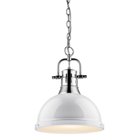 Golden Lighting Duncan Single Light 14" Wide Pendant Chrome / White