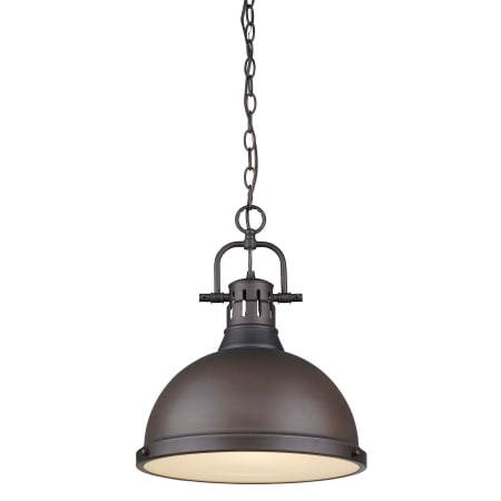 Golden Lighting Duncan 1 Light 14" Wide Indoor Pendant in Rubbed Bronze Rubbed Bronze