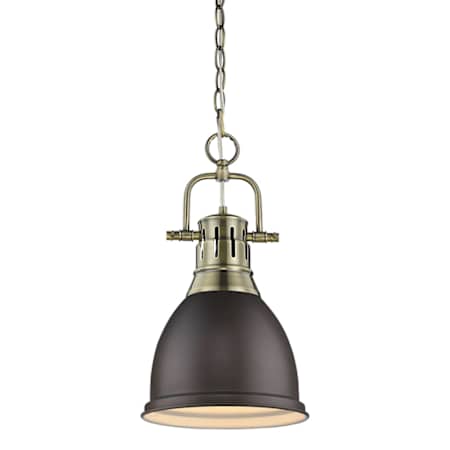Golden Lighting Duncan Single Light 9" Wide Mini Pendant Aged Brass / Rubbed Bronze