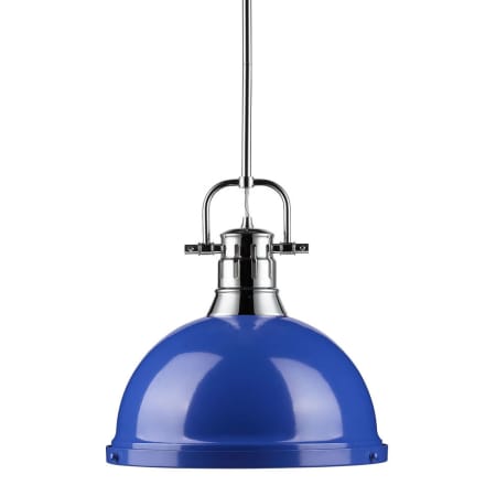 Golden Lighting Duncan Single Light 14" Wide Pendant Blue