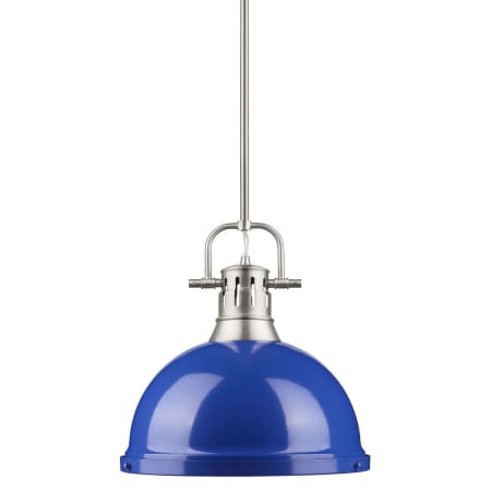 Golden Lighting Duncan Single Light 14" Wide Pendant Blue