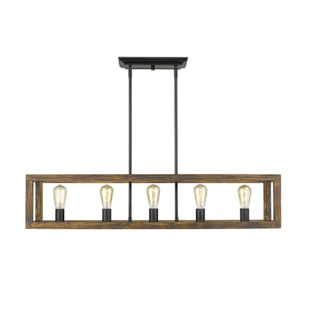 Golden Lighting Sutton 5 Light 41" Wide Linear Chandelier Black