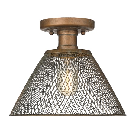 Golden Lighting Carver 10" Wide Semi-Flush Ceiling Fixture Copper Patina