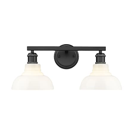 Golden Lighting Carver 2 Light 8" Wide Vanity Light Matte Black / Vintage Milk