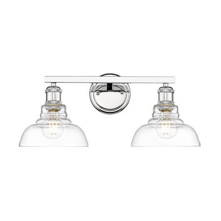 Golden Lighting Carver 2 Light 8" Wide Vanity Light Chrome / Clear