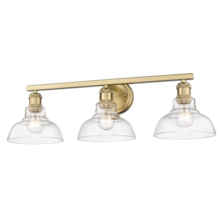 Golden Lighting Carver 3 Light 28" Wide Bathroom Vanity Light with Clear Glass Shades Brushed Champagne Bronze
