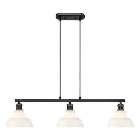 Golden Lighting Carver 3 Light 8" Wide Linear Pendant Matte Black / Vintage Milk