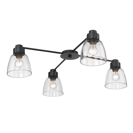 Golden Lighting Remy 4 Light 36" Wide Semi-Flush Ceiling Fixture with Clear Glass Shades Matte Black