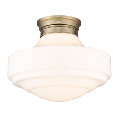 Golden Lighting Ingalls 16" Wide Semi-Flush Ceiling Fixture Modern Brass / Vintage Milk Glass