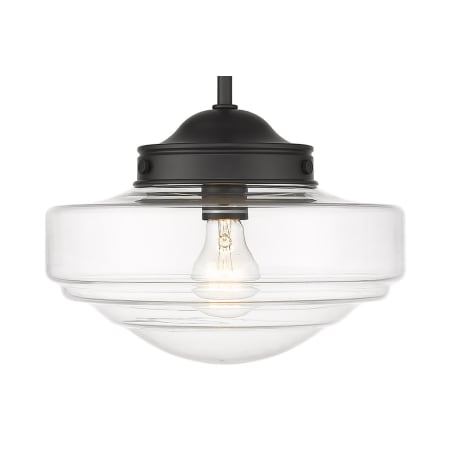 Golden Lighting Ingalls 12" Wide Pendant Matte Black / Clear