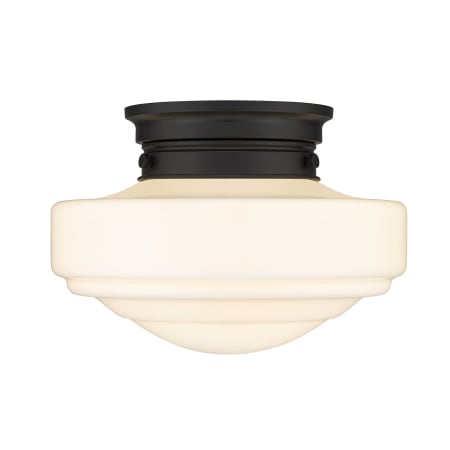 Golden Lighting Ingalls 12" Wide Semi-Flush Ceiling Fixture Matte Black / Vintage Milk Glass