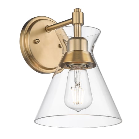 Golden Lighting Malta 10" Tall Bathroom Sconce with a Clear Glass Shade Brushed Champagne Bronze