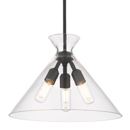 Golden Lighting Malta 3 Light 18" Wide Pendant Matte Black