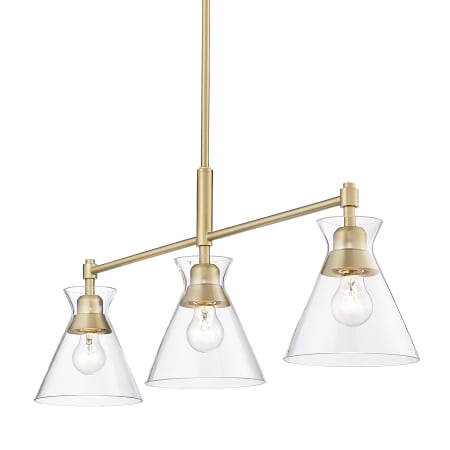 Golden Lighting Malta 3 Light 34" Wide Linear Chandelier Brushed Champagne Bronze