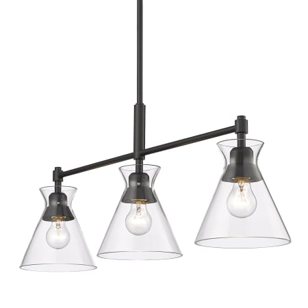 Golden Lighting Malta 3 Light 34" Wide Linear Chandelier Matte Black