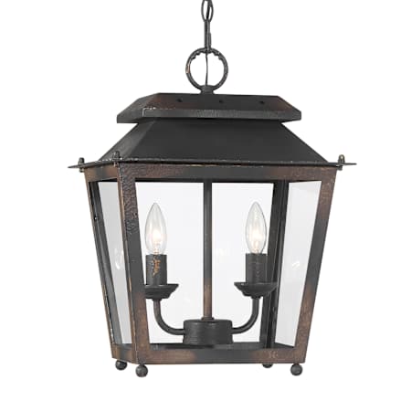 Golden Lighting Abingdon 2 Light 14" Wide Taper Candle Pendant Antique Black Iron