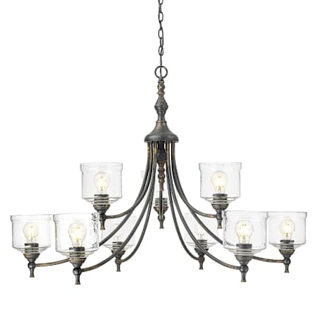 Golden Lighting Keating 9 Light 44" Wide Chandelier Antique Black Iron
