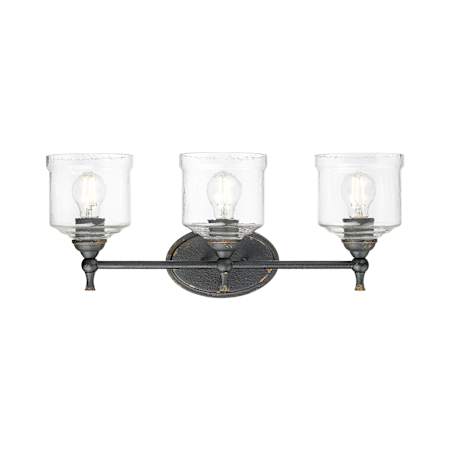 Golden Lighting Keating 3 Light 24" Wide Vanity Light Antique Black Iron