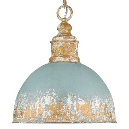 Golden Lighting Alison 12" Wide Pendant Vintage Gold / Teal