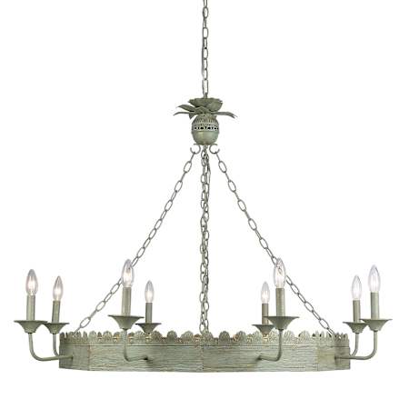 Golden Lighting Finley 8 Light 42" Wide Pillar Candle Style Chandelier Vintage Sage