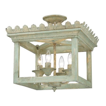 Golden Lighting Finley 4 Light 17" Wide Semi-Flush Ceiling Fixture Vintage Sage