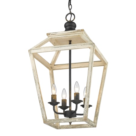Golden Lighting Haiden 4 Light 16" Wide Taper Candle Pendant Antique Black Iron