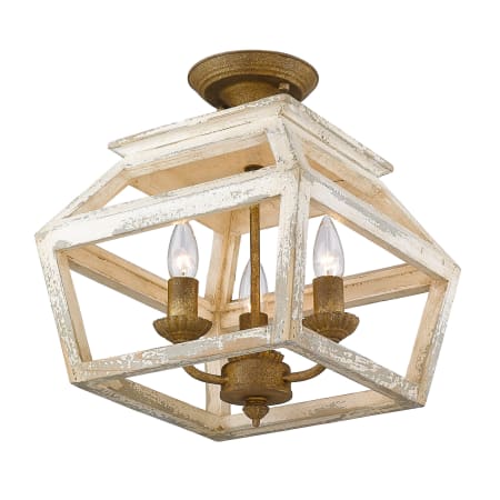 Golden Lighting Haiden 3 Light 13" Wide Semi-Flush Ceiling Fixture Burnished Chestnut