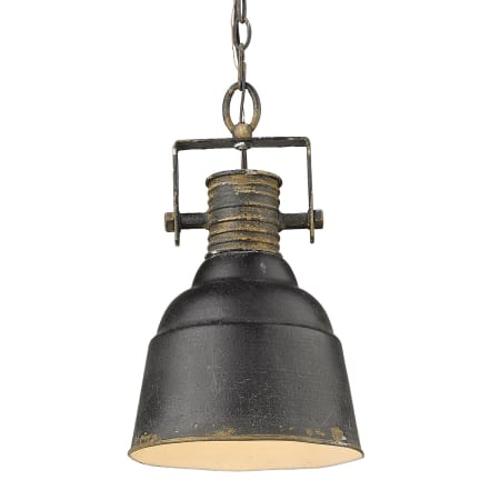 Golden Lighting Quarry 9" Wide Mini Pendant Antique Black Iron