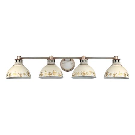 Golden Lighting Kinsley 4 Light 8" Wide Vanity Light Aged Galvanize Steel / Antique Ivory