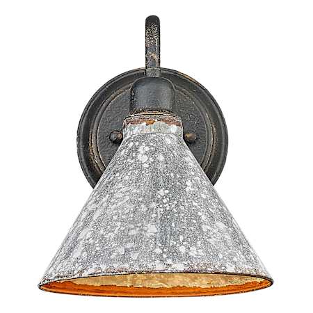 Golden Lighting Jasper 10" Tall Wall Sconce Antique Black Iron / Galvanized Steel