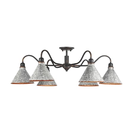 Golden Lighting Jasper 6 Light 38" Wide Semi-Flush Ceiling Fixture Antique Black Iron / Galvanized Steel