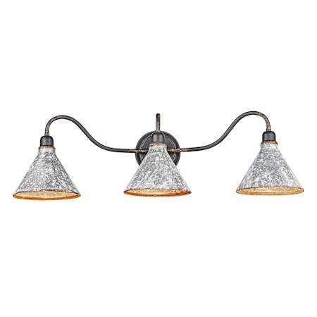 Golden Lighting Jasper 3 Light 34" Wide Vanity Light Antique Black Iron / Galvanized Steel