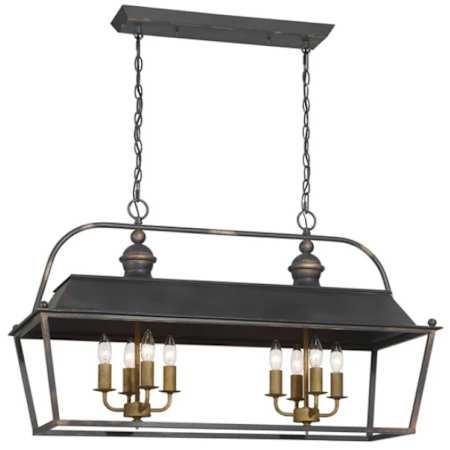 Golden Lighting Christoff 8-Light Island Light, 36"W x 21"H x 14-1/2"D Antique Black Iron