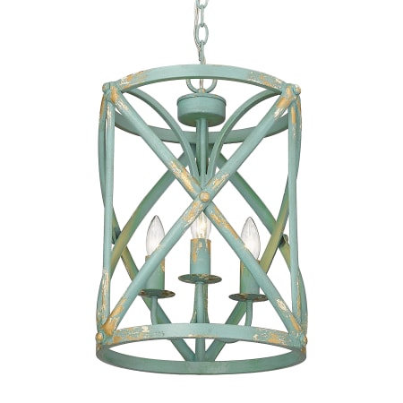 Golden Lighting Alcott 3 Light 13" Wide Taper Candle Pendant Teal