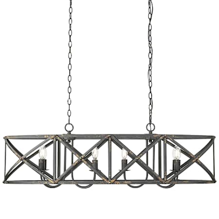 Golden Lighting Alcott 8 Light 45" Wide Linear Pendant Antique Black Iron
