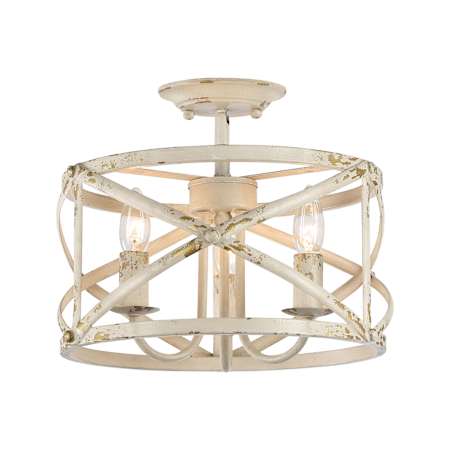 Golden Lighting Alcott 3 Light 14" Wide Semi-Flush Ceiling Fixture Antique Ivory