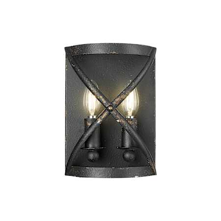 Golden Lighting Alcott 10" Tall Bathroom Sconce Antique Black Iron
