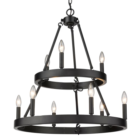 Golden Lighting Alastair 9 Light 24" Wide Taper Candle Chandelier Matte Black