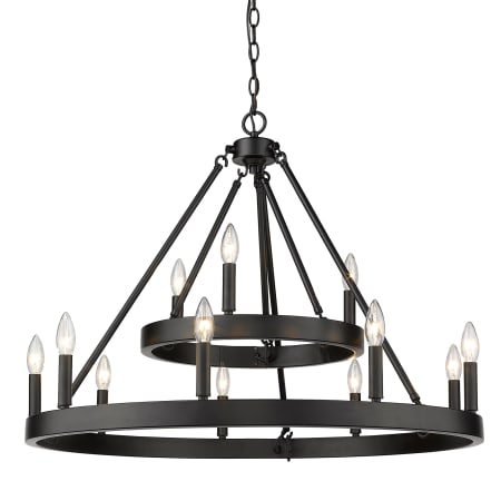 Golden Lighting Alastair 12 Light 32" Wide Taper Candle Chandelier Matte Black