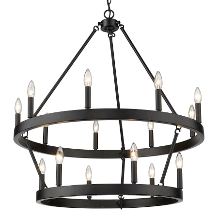 Golden Lighting Alastair 15 Light 32" Wide Taper Candle Chandelier Matte Black