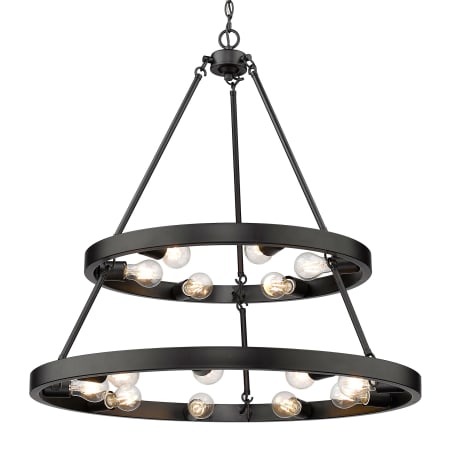 Golden Lighting Castile 15 Light 32" Wide Ring Chandelier Matte Black