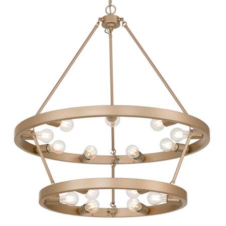 Golden Lighting Castile 9 + 6 Light 32" Wide Outdoor Ring Chandelier French Gold